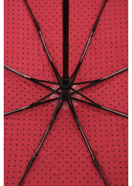 Bordo Puantiyeli Otomatik Fibertel Şemsiye, Şık ve Dayanıklı Kullanım Sağlar. fırsatları