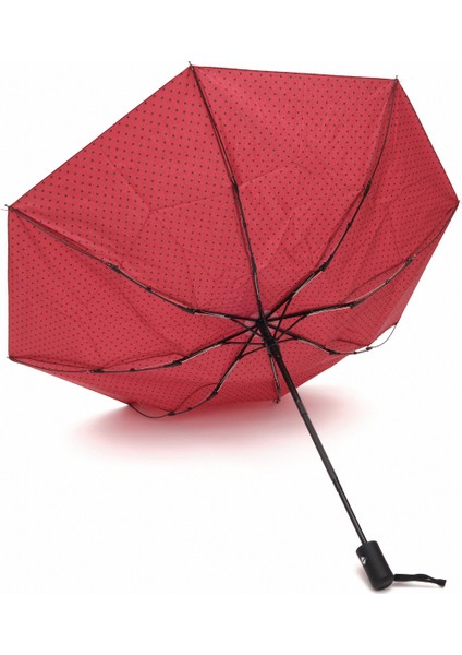 Bordo Puantiyeli Otomatik Fibertel Şemsiye, Şık ve Dayanıklı Kullanım Sağlar. indirimleri
