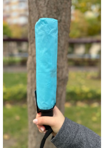 8 Telli Tam Otomatik Rüzgar Dayanıklı Mavi Şemsiye GB20298