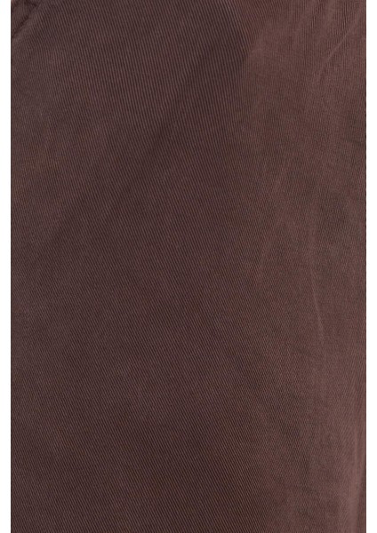 Kadın Regular Fit Klasik Kesim Pamuklu Geniş Paça Kahverengi Pantolon