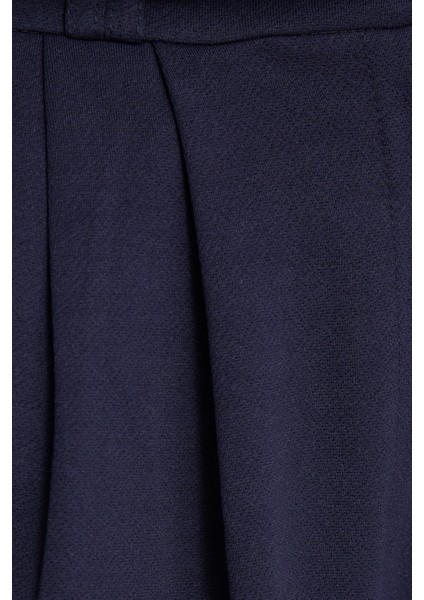 Kadın Regular Fit Klasik Kesim Yüksel Bel Geniş Paça Lacivert Pantolon