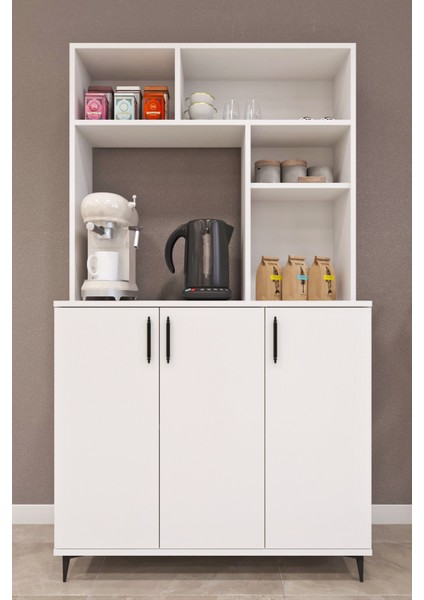 Ases ELZ214 Çok Amaçlı Dolap 3 Kapaklı Açık Raflı Kiler Mutfak Dolabı Beyaz fiyatları