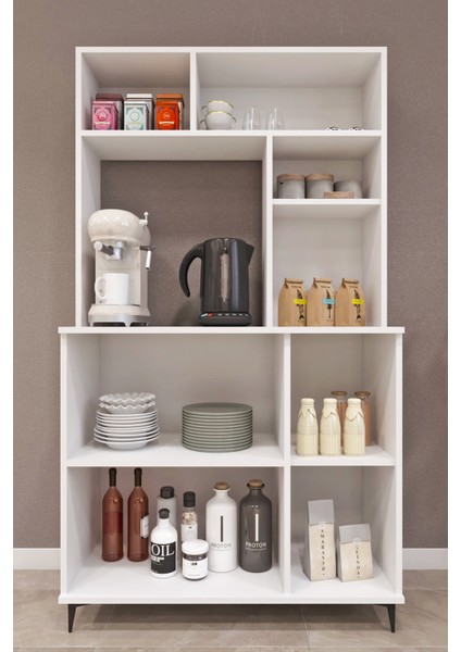 Ases ELZ214 Çok Amaçlı Dolap 3 Kapaklı Açık Raflı Kiler Mutfak Dolabı Beyaz modelleri