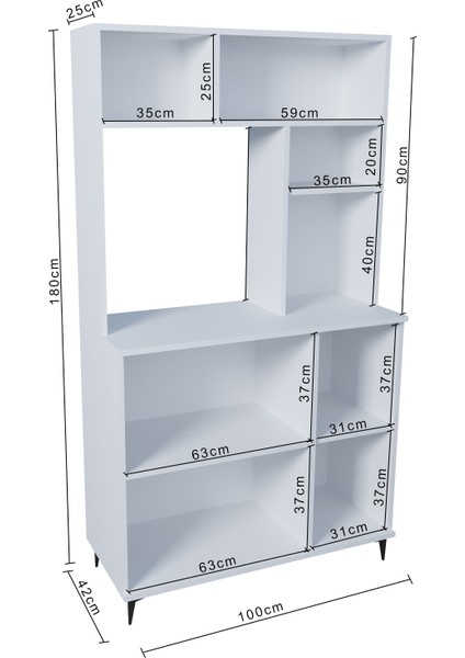 Ases ELZ214 Çok Amaçlı Dolap 3 Kapaklı Açık Raflı Kiler Mutfak Dolabı Beyaz fırsatları
