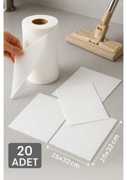 Kullan-At Temizlik Bezi – 25X32 cm | 20 Adet | Mop Uyumlu | Tekrar Kullanılabilir