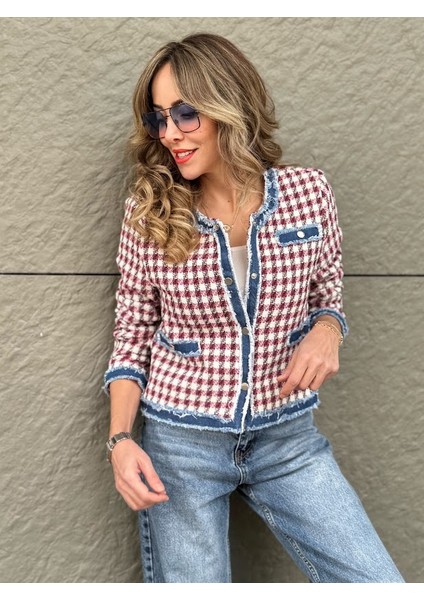 Tasarım Kot Detaylı Kareli Ceket indirimleri