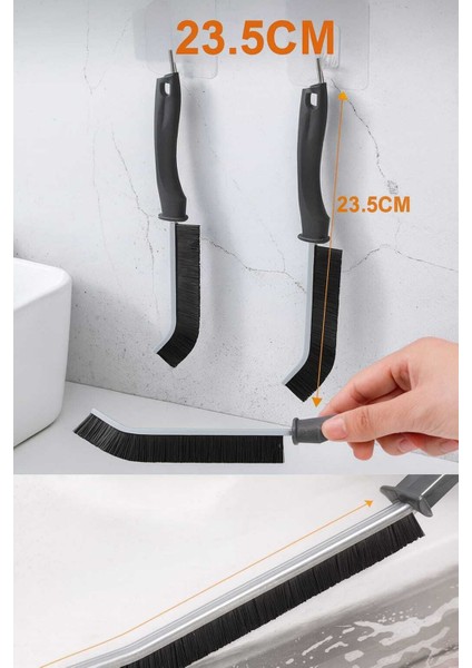 Detaylı Derz Temizlik Fırçası – Mutfak, Banyo, Duşakabin Için Ince Detay Fırçası 23.5cm 2 Adet