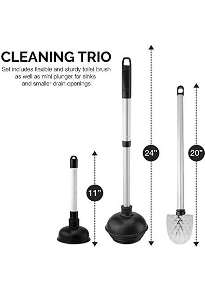 60168A Tuvalet Pompası Seti | 4 Parça | Bonus Mini Lavabo ve Tahliye Pompası, Fırça ve Kutu | Kompakt | Patentli Çok Açılı Tasarım | Teleskopik Sap, Siyah fiyatları