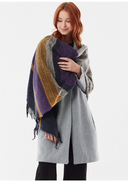 Kadın Renkli Omuz Şal Saçaklı 70*200CM Standart