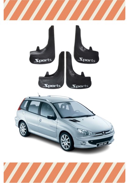 Peugeot 206 Stw Tüm Kasalar Sports Yazılı 4'lü Tozluk Çamurluk Paçalık