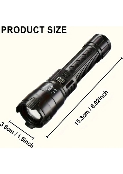 LED El Feneri 3 Aydınlatma Modu Teleskobik Aydınlatma USB Typec Şarj indirimleri