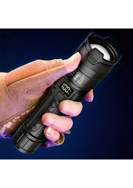 LED El Feneri 3 Aydınlatma Modu Teleskobik Aydınlatma USB Typec Şarj modelleri