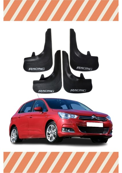 Citroen C4 2011 ve Sonrası Racing Yazılı 4'lü Tozluk Çamurluk Paçalık