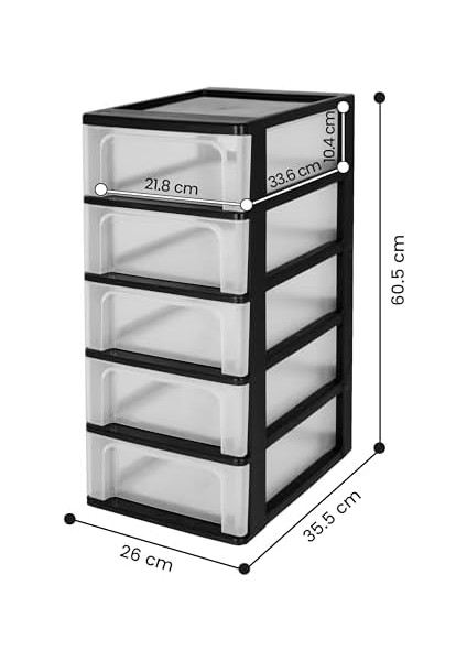 Ohyama Chest OCH-2005 Çekmeceli Konteyner/çekmeceli Dolap, Plastik, Siyah/şeffaf, 35,5 x 26 x 61 cm modelleri