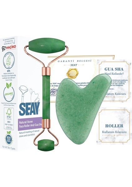 Seay Aventurin Roller + Kalp Guasha Yüz Masaj Taşı Gençleştirici Premium Face Roller fiyatları