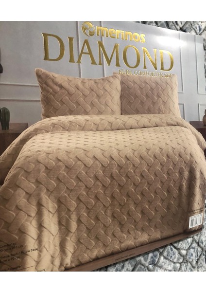 Diamond Kürk Comforter 3 Parça Set Bej
