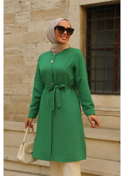 Düğmeli Yeşil Tesettür Tunik 658Y modelleri