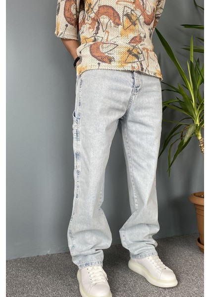 Regular Kalıp Buz Mavisi Tasarım Jean - Kot Pantolon