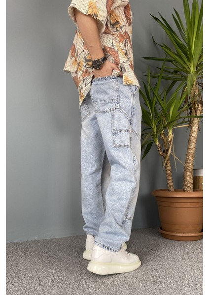Jean - Kot Pantolon Taşlanmış Tasarım Mavi Regular Kalıp fırsatları