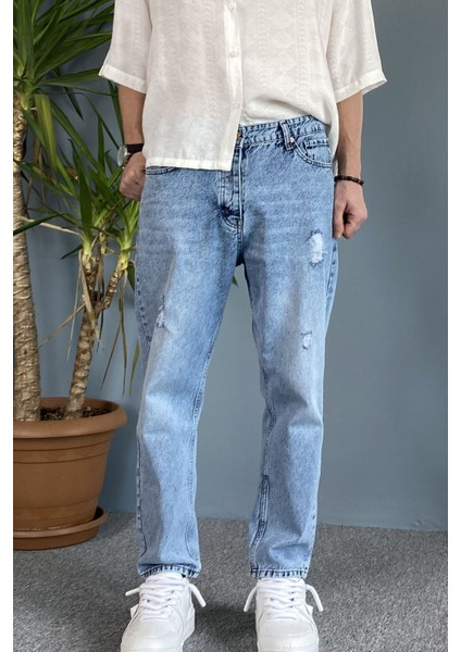 Yırtık Detaylı Açık Mavi Jean - Kot Pantolon fiyatları