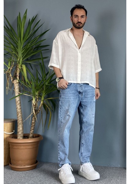 Yırtık Detaylı Açık Mavi Jean - Kot Pantolon modelleri