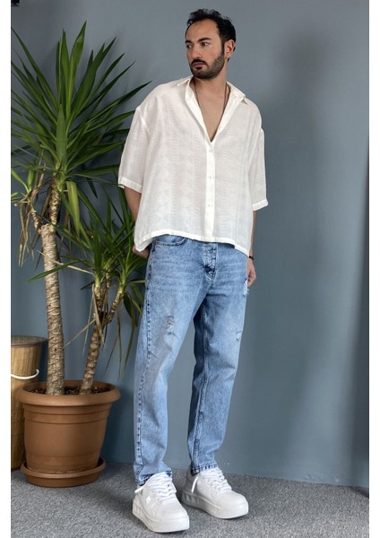 Yırtık Detaylı Açık Mavi Jean - Kot Pantolon indirimleri