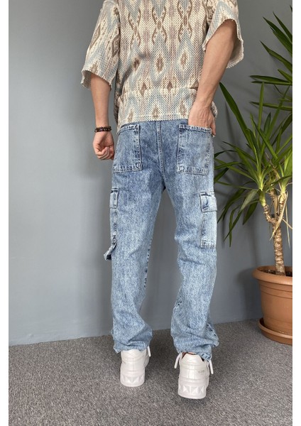 Kargo Cepli Mavi Jean - Kot Pantolon fırsatları
