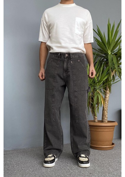 Baggy Kalıp Tasarım Antrasit Jean - Kot Pantolon indirimleri
