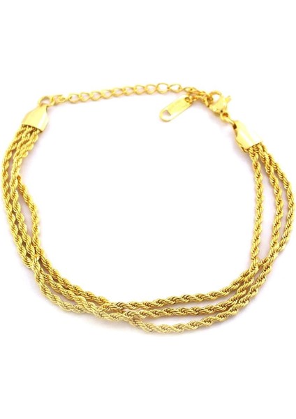 Altın Kaplama 3 Sıra Burgu Model Kadın Bileklik BLK-1027