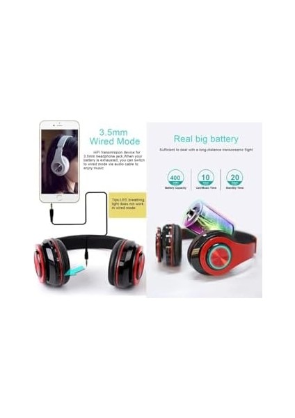 Vooka Togo M39 Bluetooth Kulaküstü Kulaklık LED Işıklı Mikrofonlu Kablosuz Kulak Üstü Kulaklık Uni fiyatları