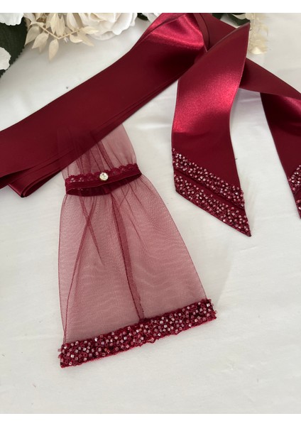 Bordo Vip Gelin Eldiveni ve Kuşak , Kına Eldiveni, Bel Kuşağı (El Gülü Hediyeli) fırsatları