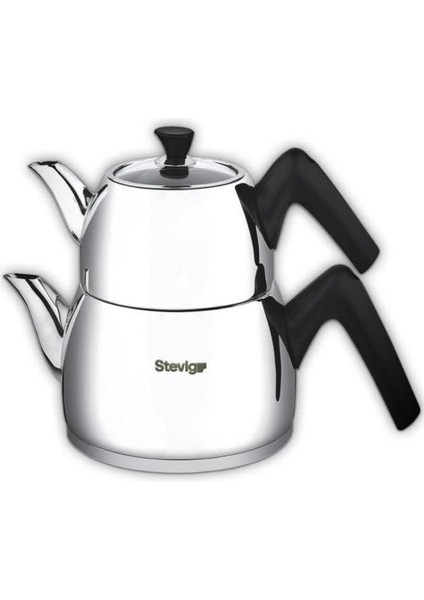 4 Turkish Tea 18/10 Paslanmaz Çelik Çaydanlık Takımı Büyük Boy ST-501