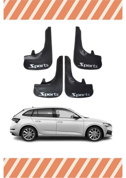 Skoda Scala Sports Yazılı 4'lü Tozluk Çamurluk Paçalık
