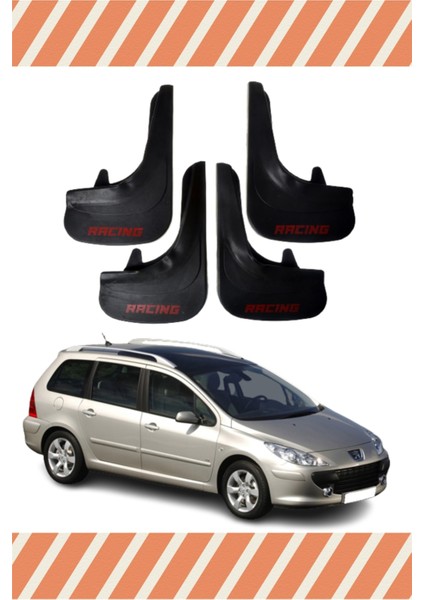 Peugeot 307 Stw Tüm Kasalar Racing Yazılı 4'lü Tozluk Çamurluk Paçalık