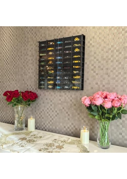 Kapaklı 1/64 Ölçek 50ARAÇ Hotwheels Metal Araç Uyumlu Model Oyuncak Araba Rafı modelleri