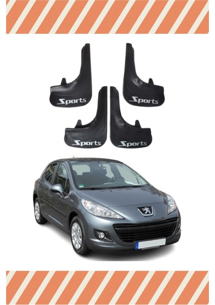 Peugeot 207 Sports Yazılı 4'lü Tozluk Çamurluk Paçalık