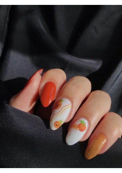 Artikel Portakal Tırnak Dövmesi, Tırnak Tattoo, Nail Art, Tırnak Sticker modelleri