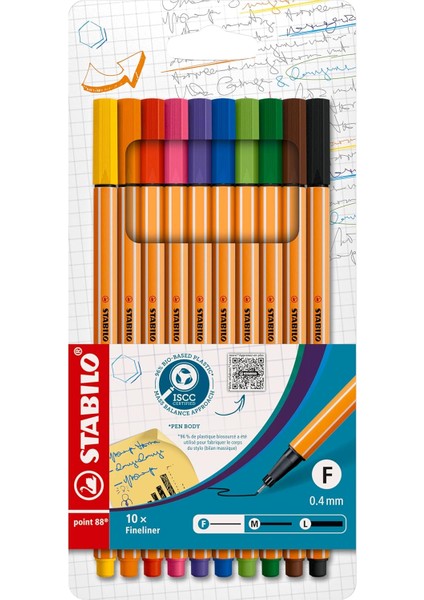 Point 88 - Keçe Uçlu - 10&apos;lu Paket - Çeşitli Renkler