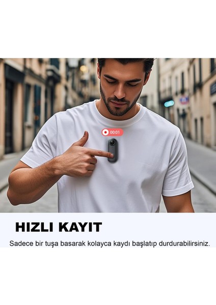 Mini Wifi Aksiyon Kamerası 4K Giyilebilir Aksiyon Kamera - Su Geçirmez Tasarım - Ses ve Görüntü - Motorsiklet Görüntü Kaydı