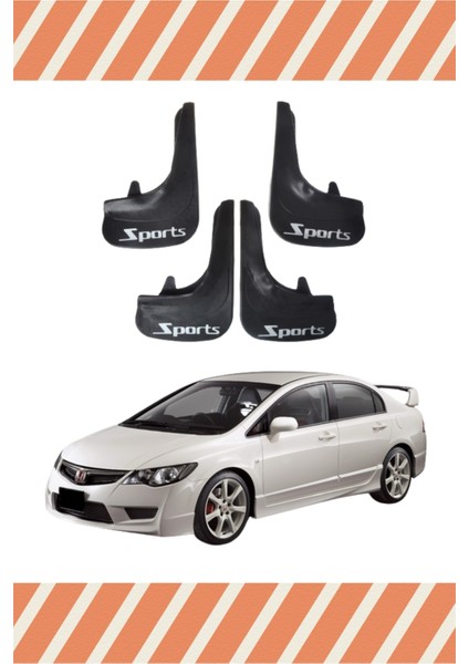 Honda Civic 2007-2012 Sports Yazılı 4'lü Tozluk Çamurluk Paçalık