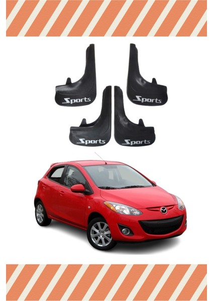 Mazda 2 Sports Yazılı 4'lü Tozluk Çamurluk Paçalık