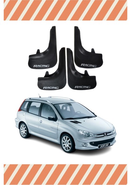 Peugeot 206 Stw Tüm Kasalar Racing Yazılı 4'lü Tozluk Çamurluk Paçalık