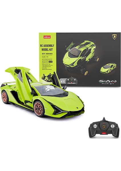 Rc Araba Kitleri Inşa Etmek Için, 1/18 Lamborghini Sian Supercar Montaj Bina Kiti Uzaktan Kumanda Ile, 72 Adet, Çocuklar ve Yetişkinler Için Kök Kitleri, Yaş 8 +, Yeşil