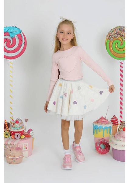 Kız Çocuk Kürk Kalp Etek