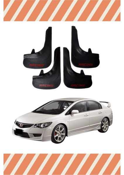 Honda Civic 2007-2012 Racing Yazılı 4'lü Tozluk Çamurluk Paçalık