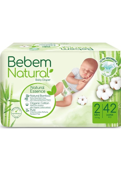 Bebem Natural 2 Beden Mini Bebek Bezi (1 x 42 Adet)