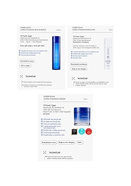 Mıssha 10 Farklı Hyalüronik Asit Kompleksi Içeren Yoğun Nemlendirici Set Super Aqua Ultra Hyalron Set fiyatları