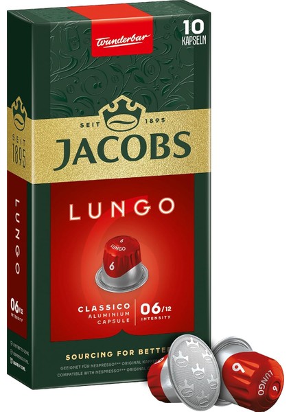 Jacobs - Lungo 6 Classico - Orta Yoğunluk - Hafif ve Kadifemsi - Espresso Kapsülleri - 10 Alüminyum Kapsül modelleri