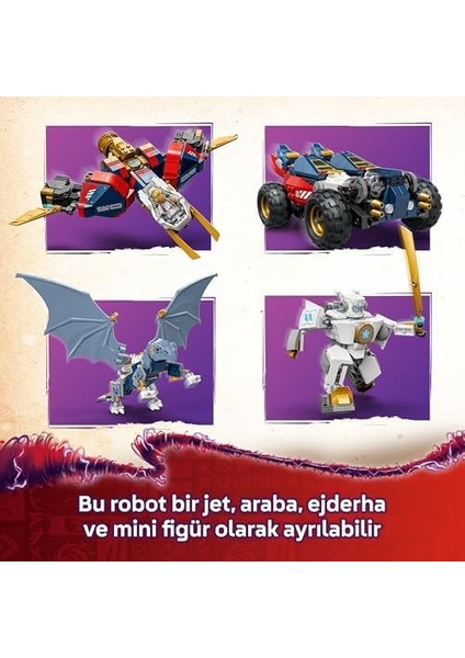 Zane’in Ultra Kombo Mech’i 71834-9 Yaş ve Üzeri Çocuklar Için Araba, Jet ve Ejderha Içeren 4’ü 1 Arada Oyuncak Yapım Seti, Doğum Günü Hediyesi (1187 Parça) modelleri