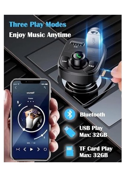 Otomatik Frekans Tanımalı Yok Fm Radyo Transmitter 3.1A Hızlı Şarj Micro Sd Mp3 Çalar Çakmaklık ( ) modelleri